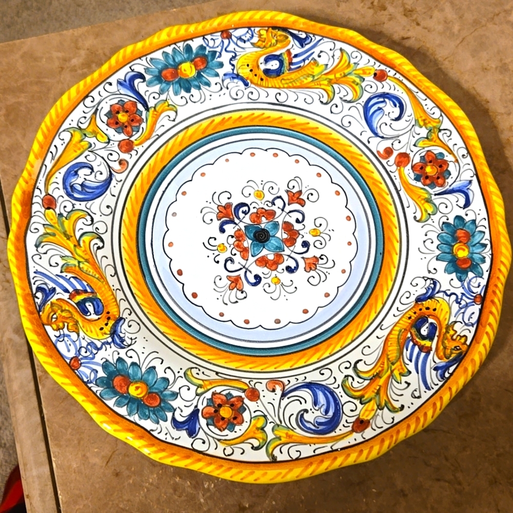 Hand-Painted Ceramic Decorative Plate Made in Italy